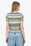 M Missoni Blue/Green Crochet Patterned Top Size 38