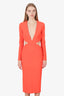 Greta Constantine Orange Cut-out Long Sleeve Midi Dress Size XS