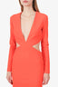 Greta Constantine Orange Cut-out Long Sleeve Midi Dress Size XS