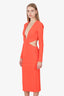 Greta Constantine Orange Cut-out Long Sleeve Midi Dress Size XS