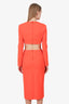 Greta Constantine Orange Cut-out Long Sleeve Midi Dress Size XS
