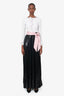 Greta Constantine Black/White/Pink Ruffled Sequin Belted Maxi Dress Estimated Size M