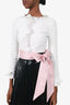 Greta Constantine Black/White/Pink Ruffled Sequin Belted Maxi Dress Estimated Size M