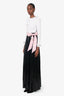 Greta Constantine Black/White/Pink Ruffled Sequin Belted Maxi Dress Estimated Size M