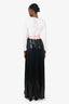Greta Constantine Black/White/Pink Ruffled Sequin Belted Maxi Dress Estimated Size M
