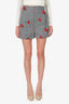 Versace Black Red Wool Plaid Rose-Embroidered Shorts Size 40