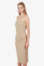 Max Mara Beige Wool Strapless Midi Dress Size 6