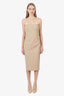 Max Mara Beige Wool Strapless Midi Dress Size 6