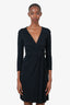 Gucci Black Leather Buckle Wrap Dress Size 38