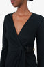 Gucci Black Leather Buckle Wrap Dress Size 38