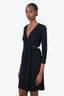 Gucci Black Leather Buckle Wrap Dress Size 38