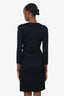 Gucci Black Leather Buckle Wrap Dress Size 38