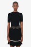Alice + Olivia Black Pearl Embellished Cutout Stretch Knit Dress Size S