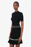 Alice + Olivia Black Pearl Embellished Cutout Stretch Knit Dress Size S