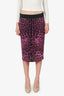 Dolce & Gabbana Black/Purple Leopard Print Silk Midi Skirt Size 44