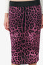 Dolce & Gabbana Black/Purple Leopard Print Silk Midi Skirt Size 44