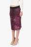 Dolce & Gabbana Black/Purple Leopard Print Silk Midi Skirt Size 44