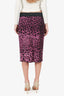 Dolce & Gabbana Black/Purple Leopard Print Silk Midi Skirt Size 44