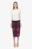 Dolce & Gabbana Black/Purple Leopard Print Silk Midi Skirt Size 44