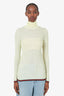 Gucci Yellow Cashmere/Silk Web Stripe Ribbed-knit Sweater Size L