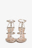 Valentino Silver Metallic Rockstud Cage Heeled Sandals Size 37