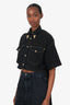 Versace Jeans Couture Black Denim Cropped Jacket Size 0