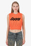 Ganni Orange Logo Knitted Vest Size XS