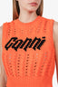 Ganni Orange Logo Knitted Vest Size XS