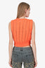 Ganni Orange Logo Knitted Vest Size XS