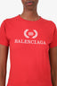 Balenciaga Red BB Logo Print T-Shirt Size XS