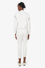 Brunello Cucinelli White Cotton Beaded Monili Detail Zip-up Sweater + Jogger Set Size 27/XS
