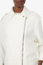 Brunello Cucinelli Cream Cotton/Linen-blend Embellished Herringbone Biker Jacket Size 36