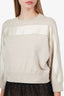 Brunello Cucinelli Beige Cashmere Beaded Knit Cropped Sweater Size XS