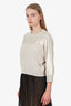 Brunello Cucinelli Beige Cashmere Beaded Knit Cropped Sweater Size XS