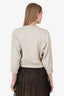 Brunello Cucinelli Beige Cashmere Beaded Knit Cropped Sweater Size XS