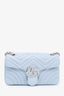 Gucci Light Blue Lambskin Matelasse Small GG Marmont Double Chain Shoulder Bag
