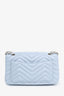 Gucci Light Blue Lambskin Matelasse Small GG Marmont Double Chain Shoulder Bag