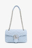 Gucci Light Blue Lambskin Matelasse Small GG Marmont Double Chain Shoulder Bag