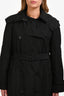 Burberry Black Nylon Hooded Belted Midi Trench Jacket Size 10 US