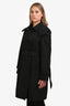 Burberry Black Nylon Hooded Belted Midi Trench Jacket Size 10 US