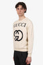 Gucci Cream Interlocking G Logo Crew Neck Sweatshirt Size XS Mens