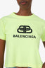 Balenciaga Green Cotton Logo Cropped T-Shirt Size S