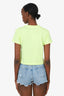 Balenciaga Green Cotton Logo Cropped T-Shirt Size S