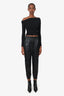 Alexander McQueen Black Leather Cropped Pants Size 40