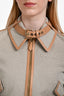 Burberry Beige/Leather Trim Detailed Cropped Zip Up Jacket Size 0 US