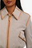 Burberry Beige/Leather Trim Detailed Cropped Zip Up Jacket Size 0 US