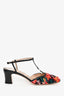 Gucci Black/Multicolour Tweed 'Marmont' T-Strap Heels Size 39.5