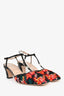 Gucci Black/Multicolour Tweed 'Marmont' T-Strap Heels Size 39.5
