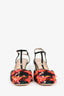 Gucci Black/Multicolour Tweed 'Marmont' T-Strap Heels Size 39.5