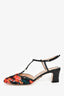 Gucci Black/Multicolour Tweed 'Marmont' T-Strap Heels Size 39.5